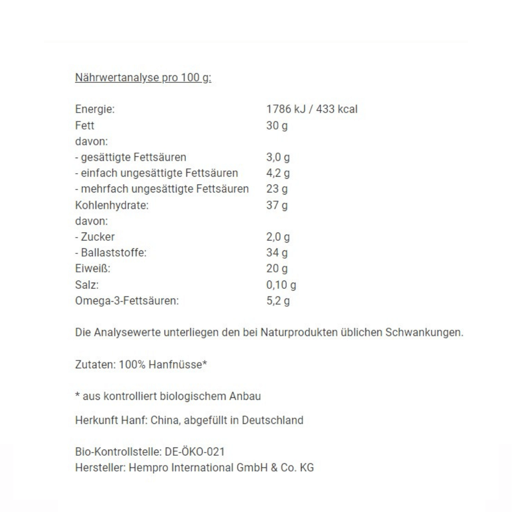Bio Hanfsamen 250 g