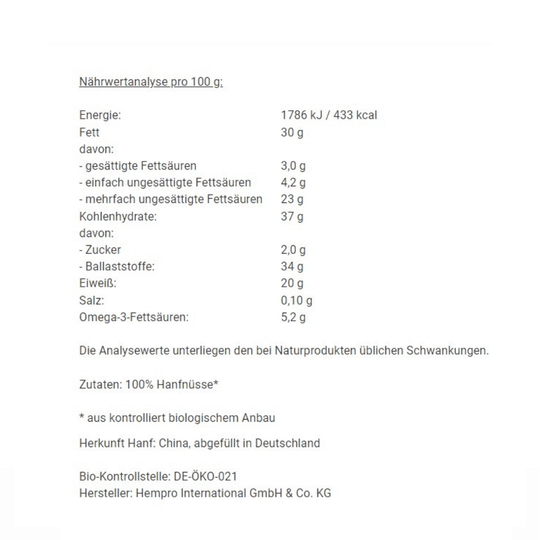 Bio Hanfsamen 250 g