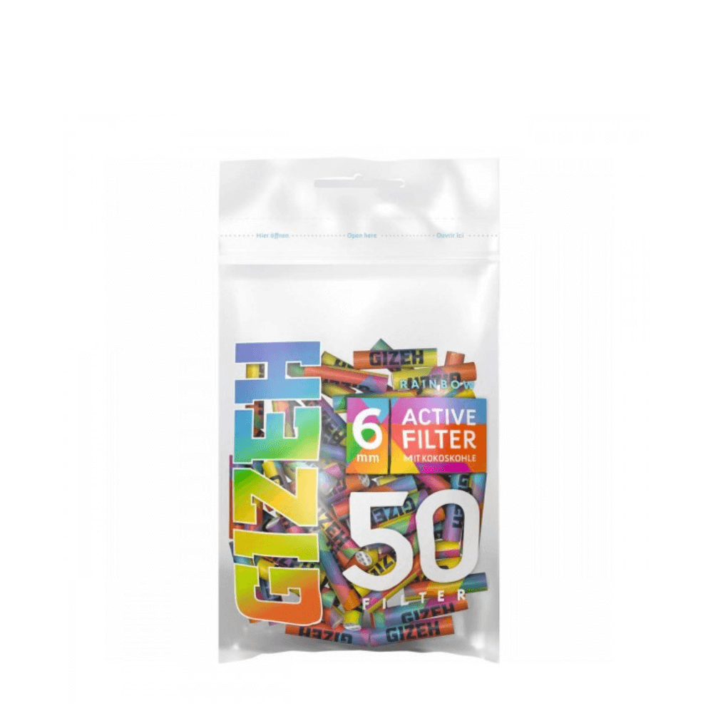 Aktivkohlefilter GIZEH RAINBOW Active Filter 6mm 50 Stück